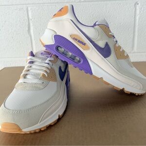 Nike Men Air Max Sneakers - Cream, Purple, and Tan